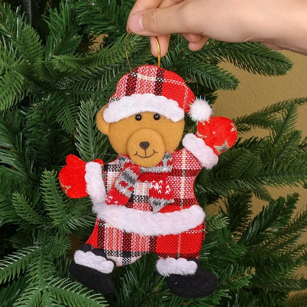 Christmas Tree Plush Doll Ornaments – Santa Claus & Snowman Hanging Pendants for Festive Home Décor & Holiday Gifts