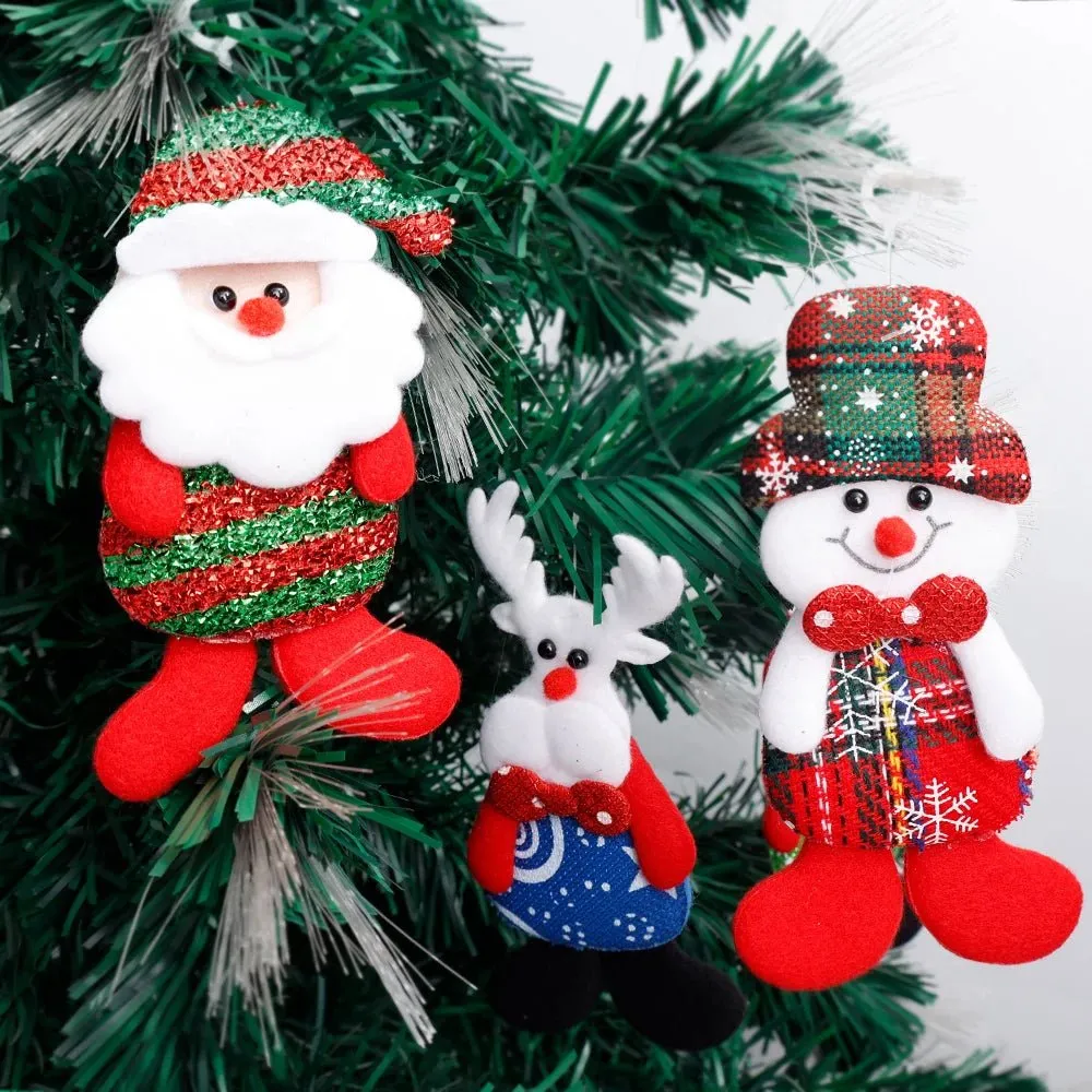 Christmas Tree Plush Doll Ornaments – Santa Claus & Snowman Hanging Pendants for Festive Home Décor & Holiday Gifts