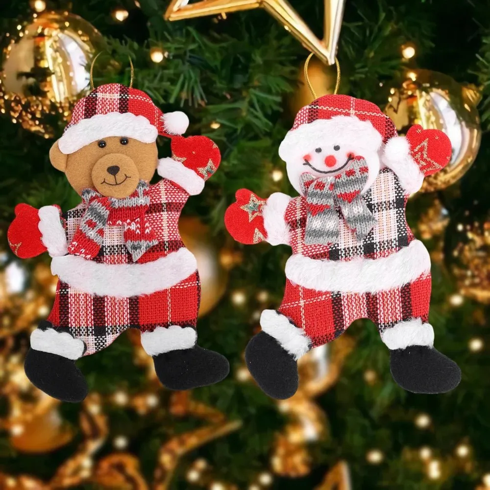 Christmas Tree Plush Doll Ornaments – Santa Claus & Snowman Hanging Pendants for Festive Home Décor & Holiday Gifts