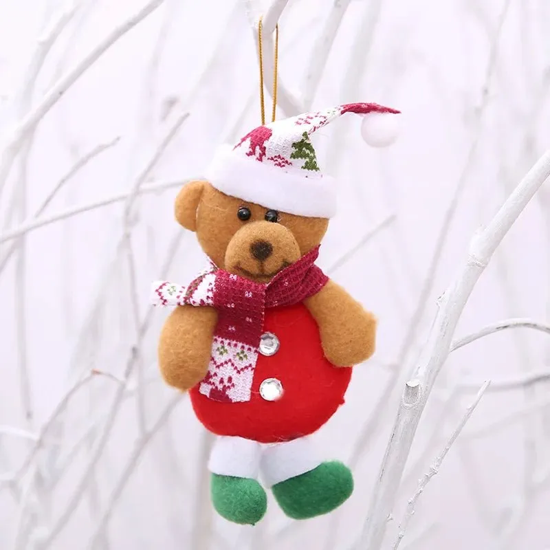 Christmas Tree Plush Doll Ornaments – Santa Claus & Snowman Hanging Pendants for Festive Home Décor & Holiday Gifts