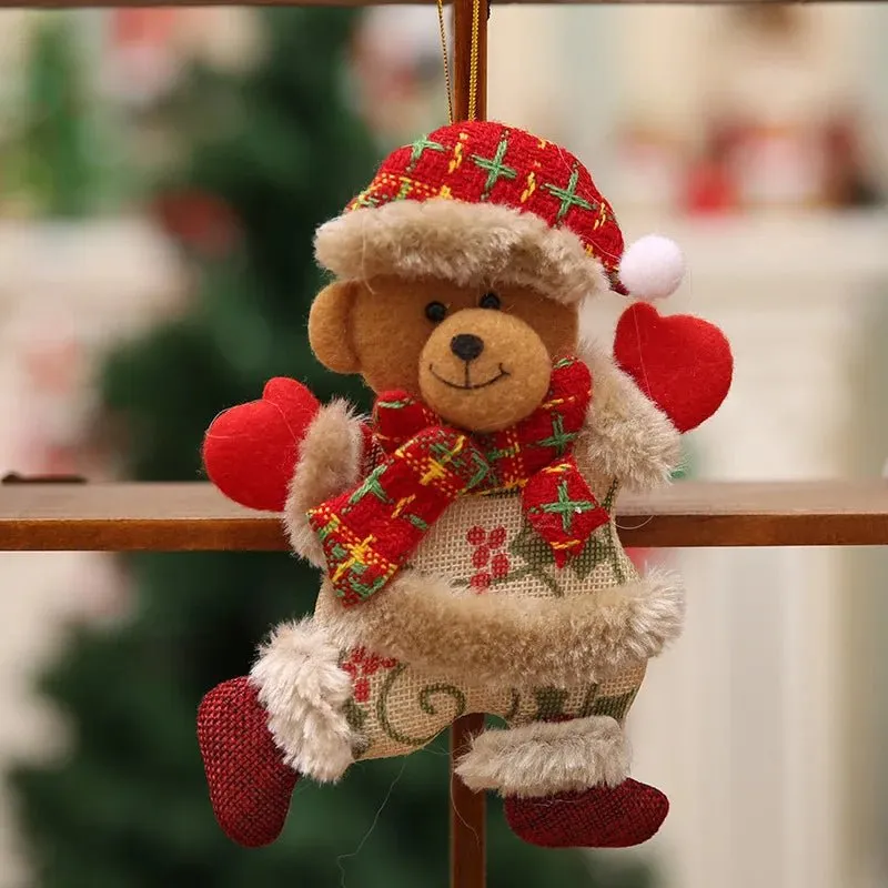 Christmas Tree Plush Doll Ornaments – Santa Claus & Snowman Hanging Pendants for Festive Home Décor & Holiday Gifts