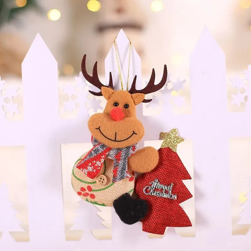 Christmas Tree Plush Doll Ornaments – Santa Claus & Snowman Hanging Pendants for Festive Home Décor & Holiday Gifts