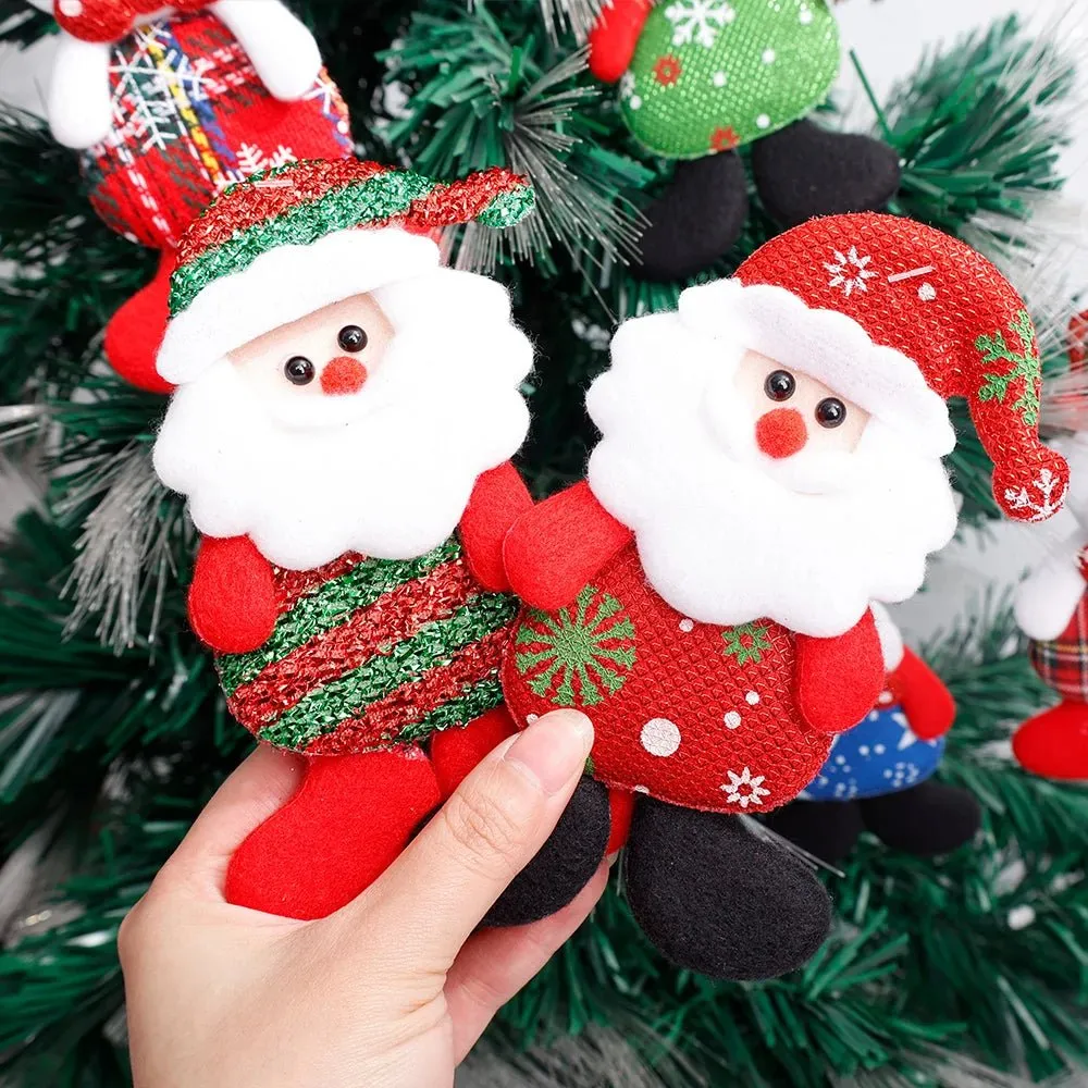 Christmas Tree Plush Doll Ornaments – Santa Claus & Snowman Hanging Pendants for Festive Home Décor & Holiday Gifts