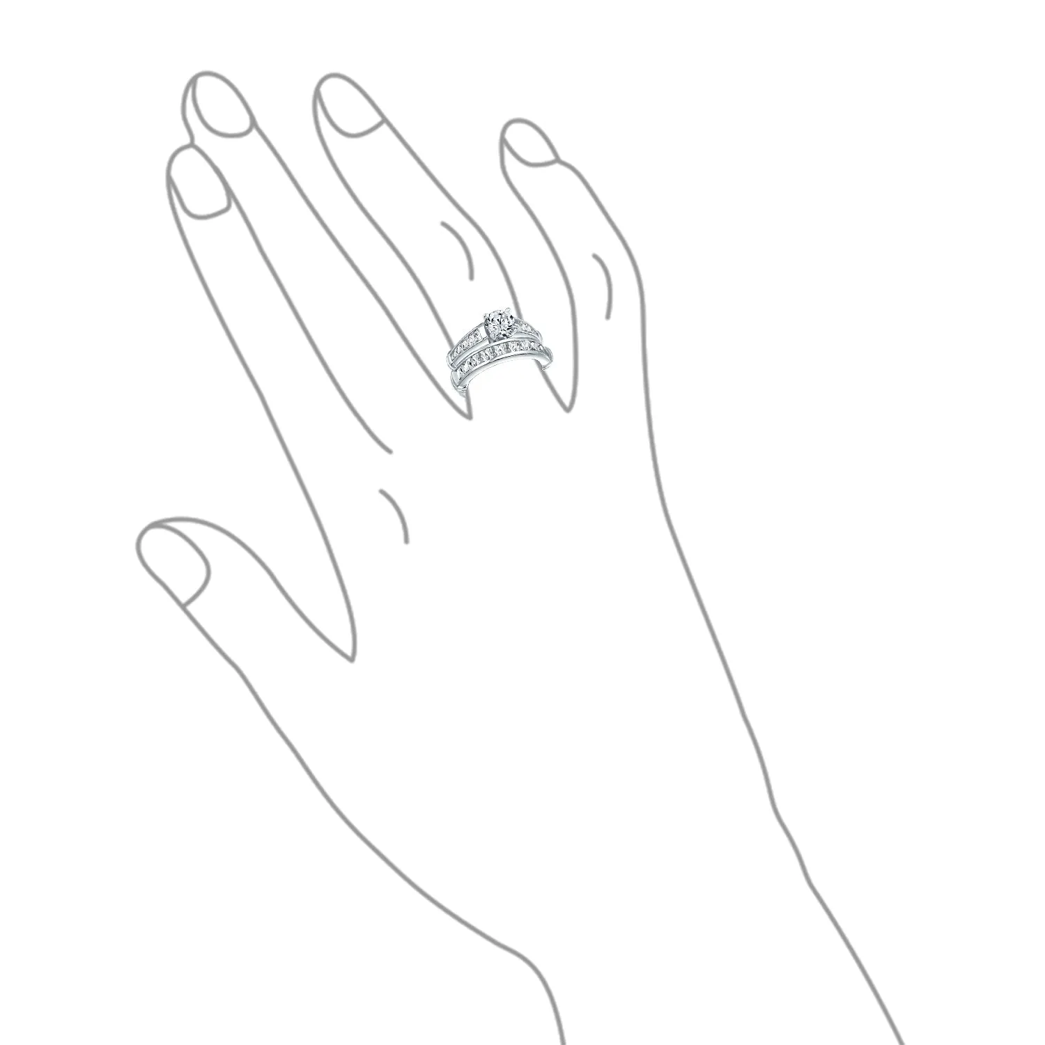 Classic Cocktail Statement Ring 2CT CZ Round Solitaire Pave Band Sterling Silver