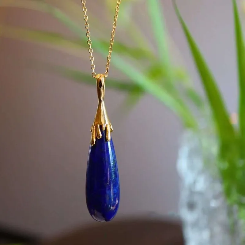 Classic design lapis lazuli pendant new in water drop ladies necklace