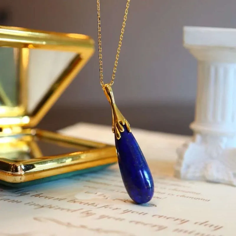 Classic design lapis lazuli pendant new in water drop ladies necklace