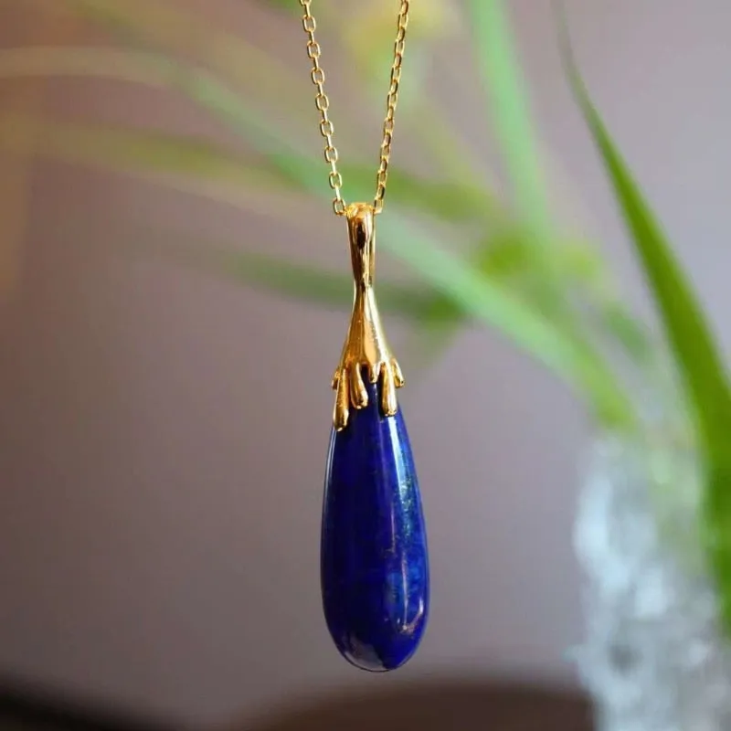 Classic design lapis lazuli pendant new in water drop ladies necklace