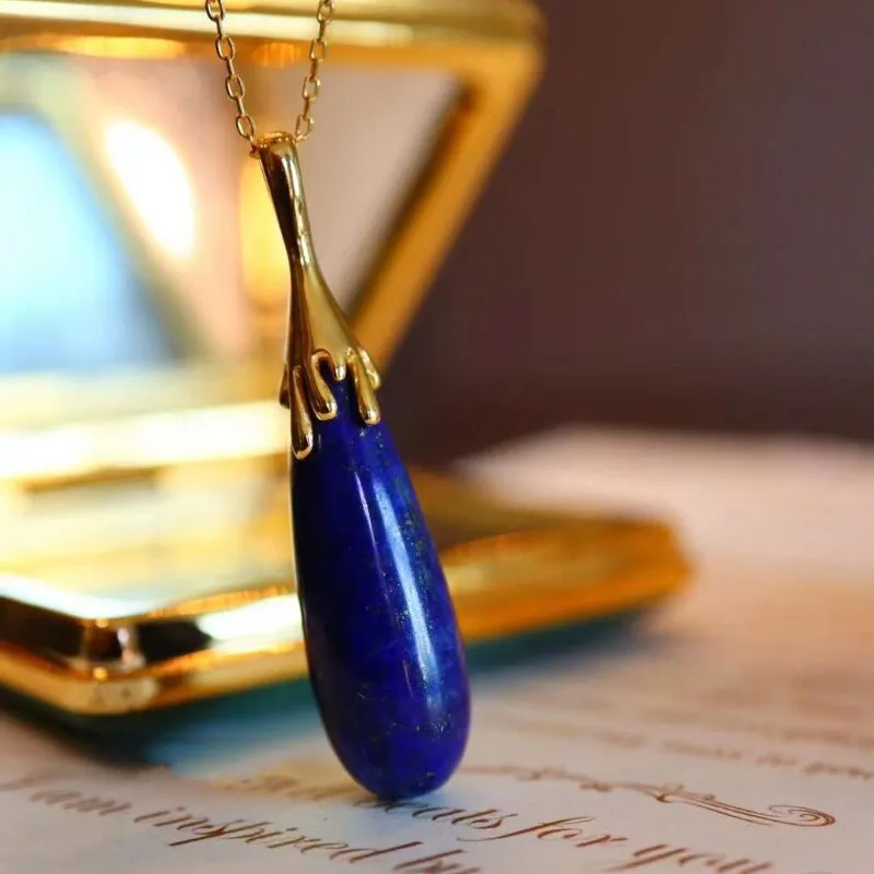 Classic design lapis lazuli pendant new in water drop ladies necklace