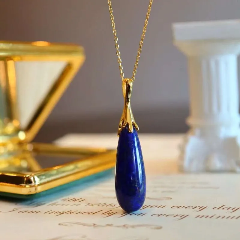 Classic design lapis lazuli pendant new in water drop ladies necklace