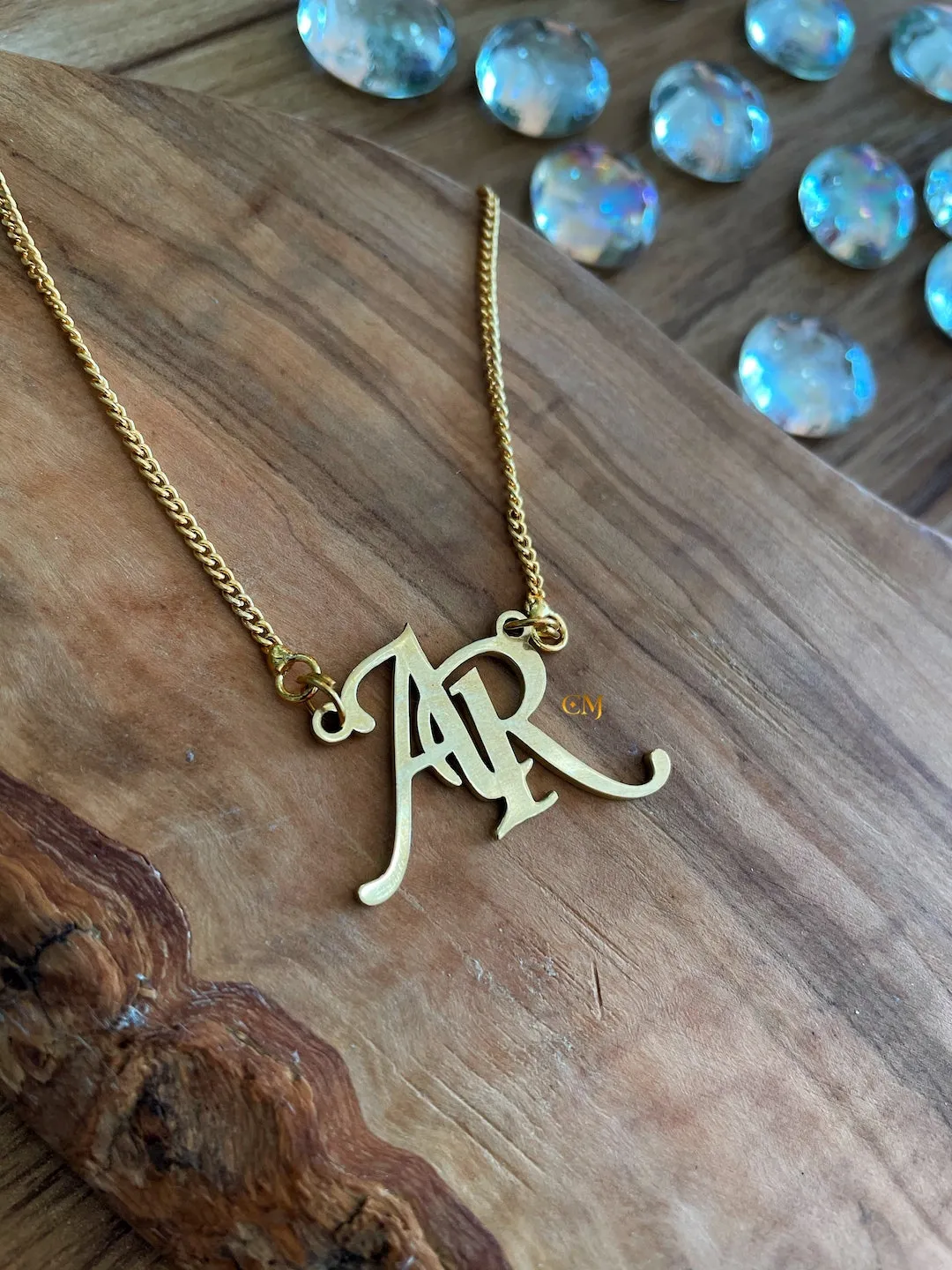 Classic Monogram Necklace With Intertwined Personalised Initials Of 2 Letters