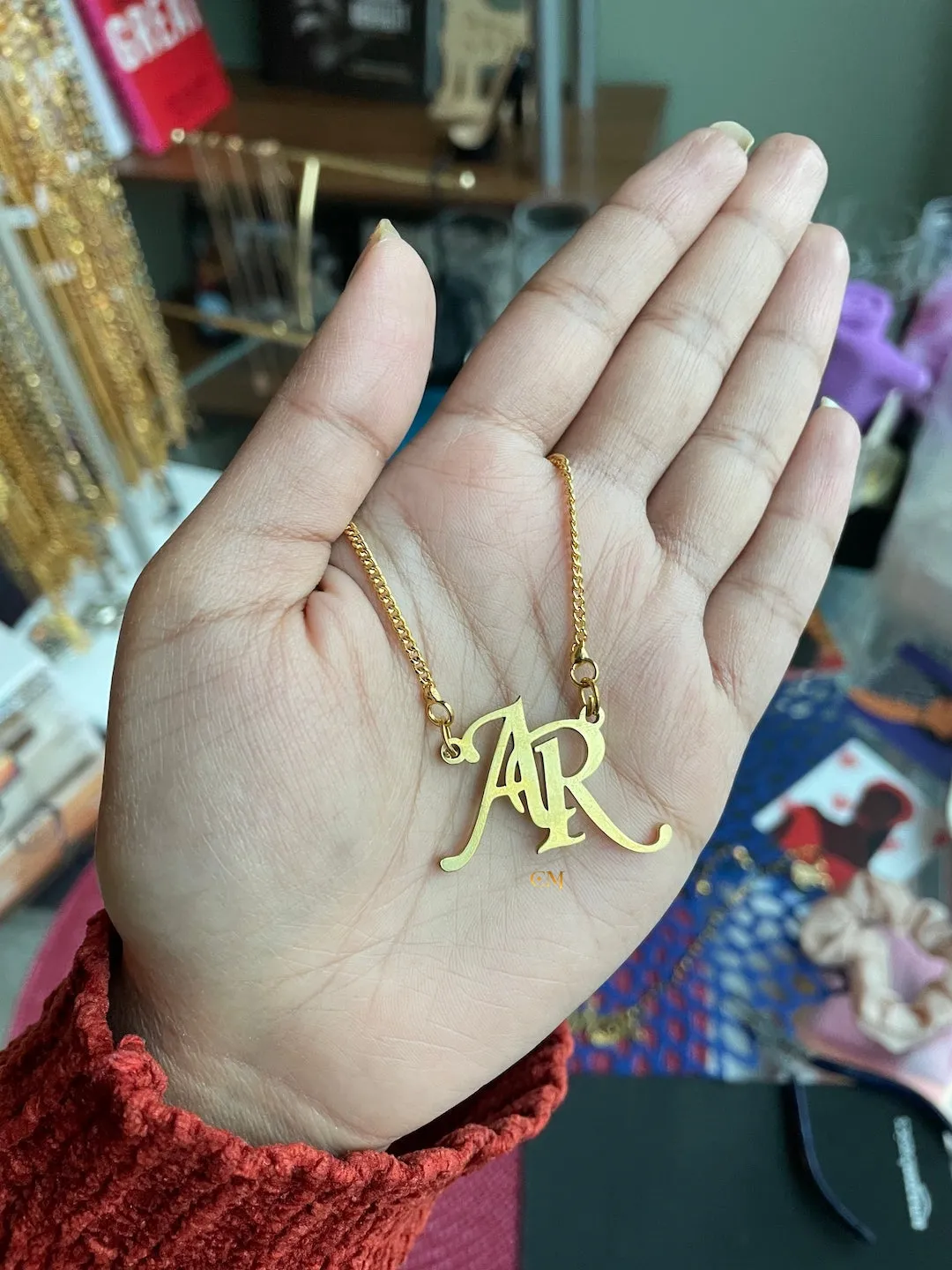 Classic Monogram Necklace With Intertwined Personalised Initials Of 2 Letters