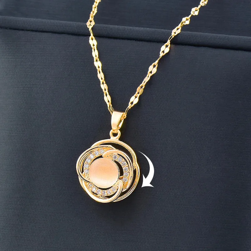 Classic Rotatable Spinner Stainless Steel Necklace For Women