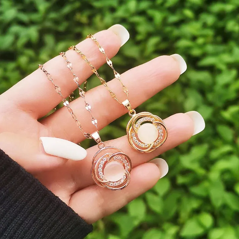 Classic Rotatable Spinner Stainless Steel Necklace For Women