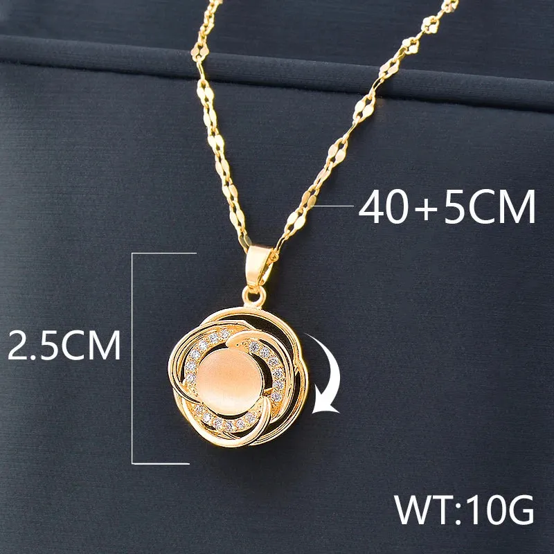 Classic Rotatable Spinner Stainless Steel Necklace For Women