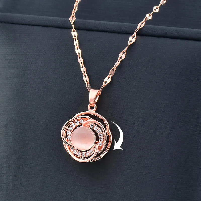 Classic Rotatable Spinner Stainless Steel Necklace For Women