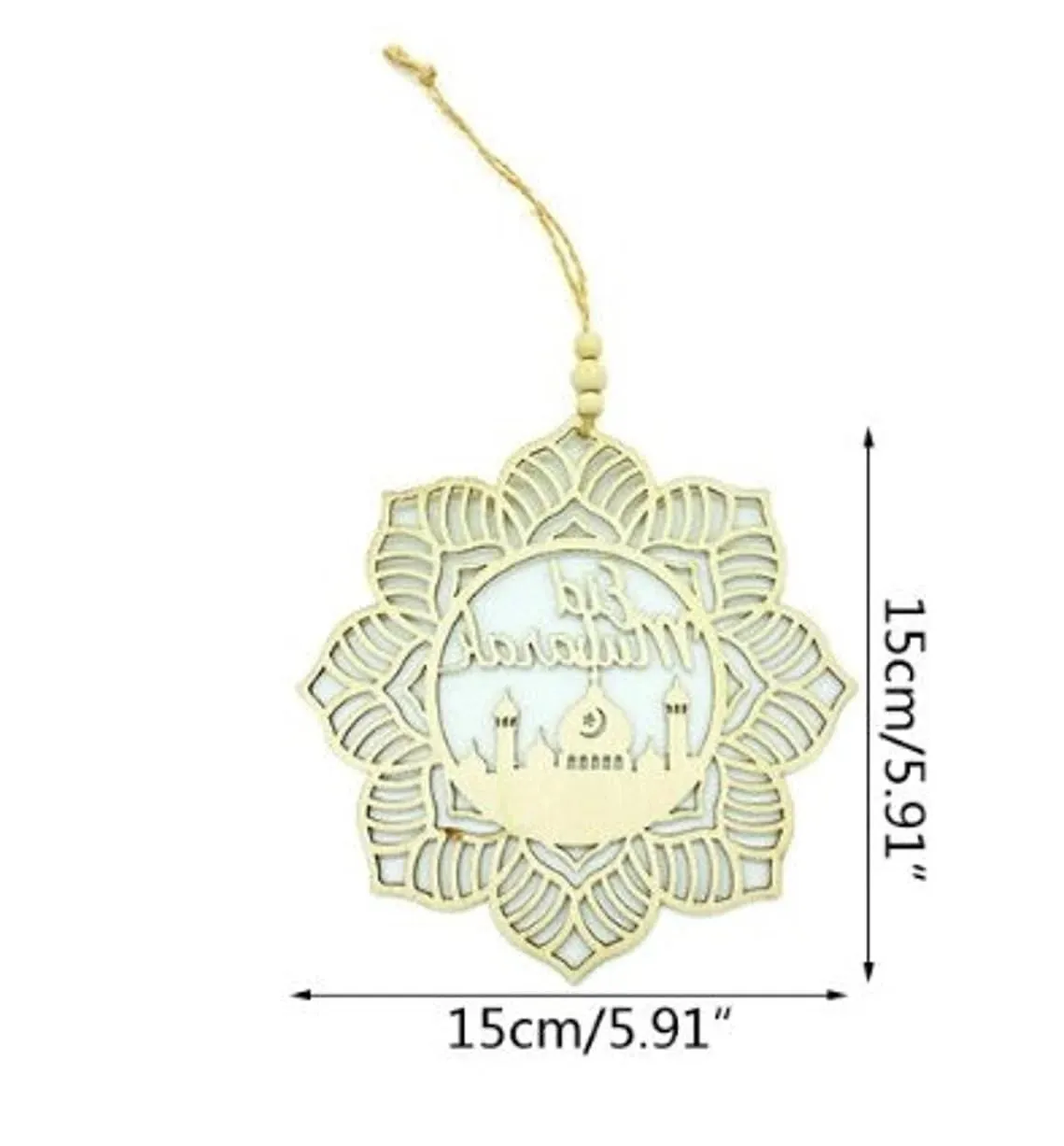 Cliths 5.9 IN Eid Mubarak Wooden Hanging for Muslim Party Decoration Supplies, Ramadan Decorations for Home(5.91x5.91) in