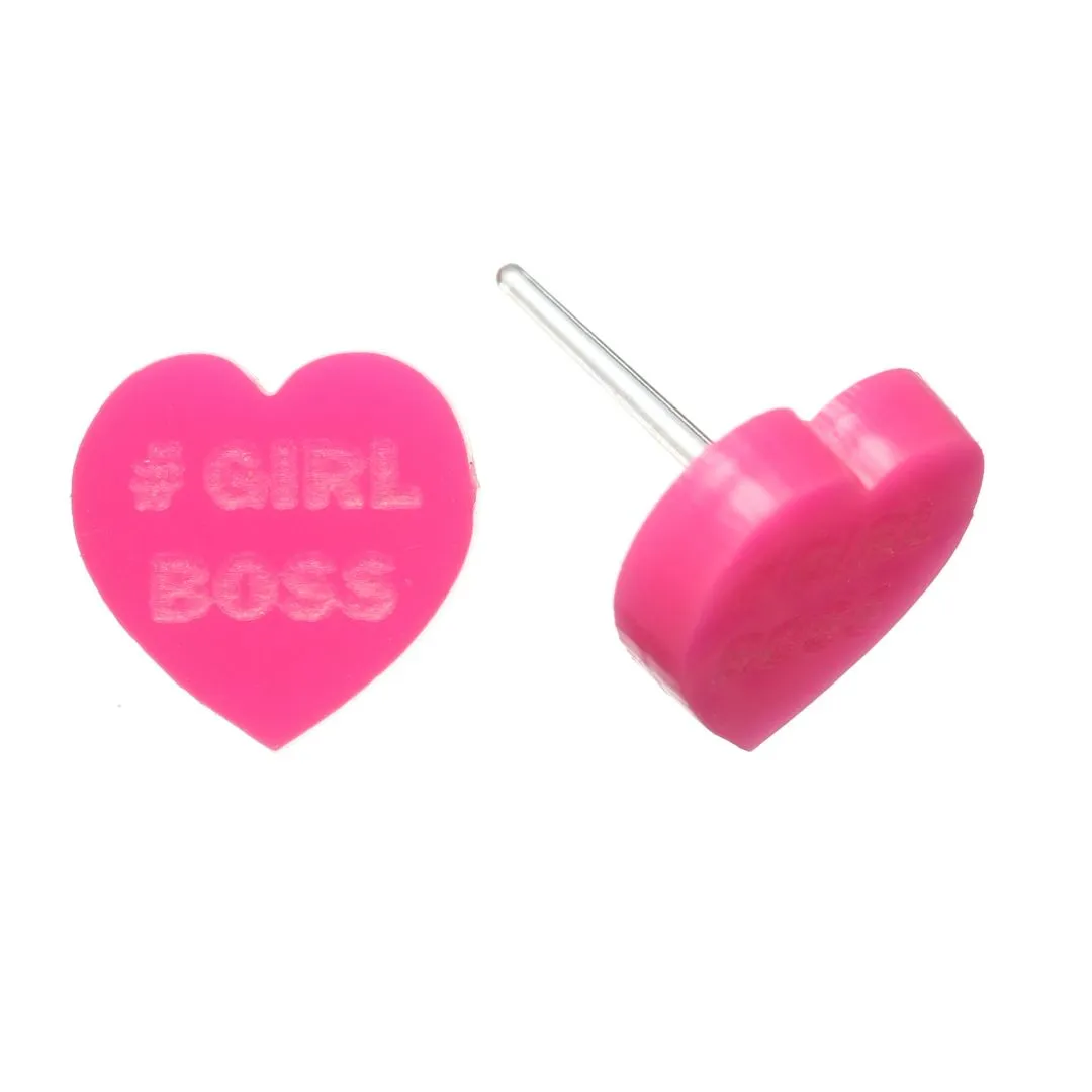 Conversation Hearts Studs Hypoallergenic Earrings for Sensitive Ears Made with Plastic Posts