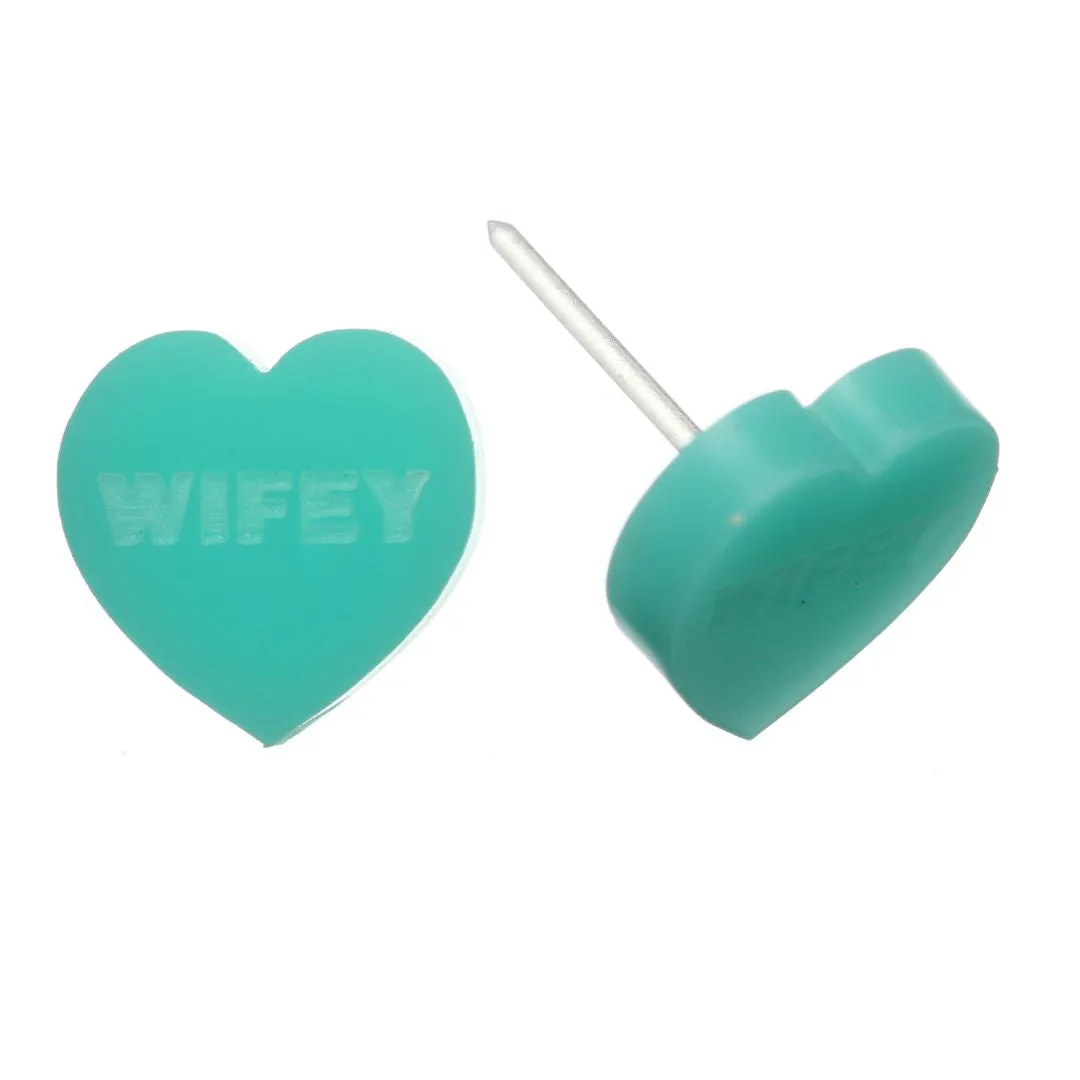 Conversation Hearts Studs Hypoallergenic Earrings for Sensitive Ears Made with Plastic Posts