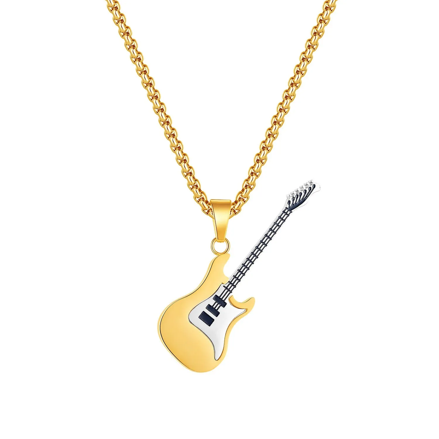 Creative personality mini rock guitar necklace