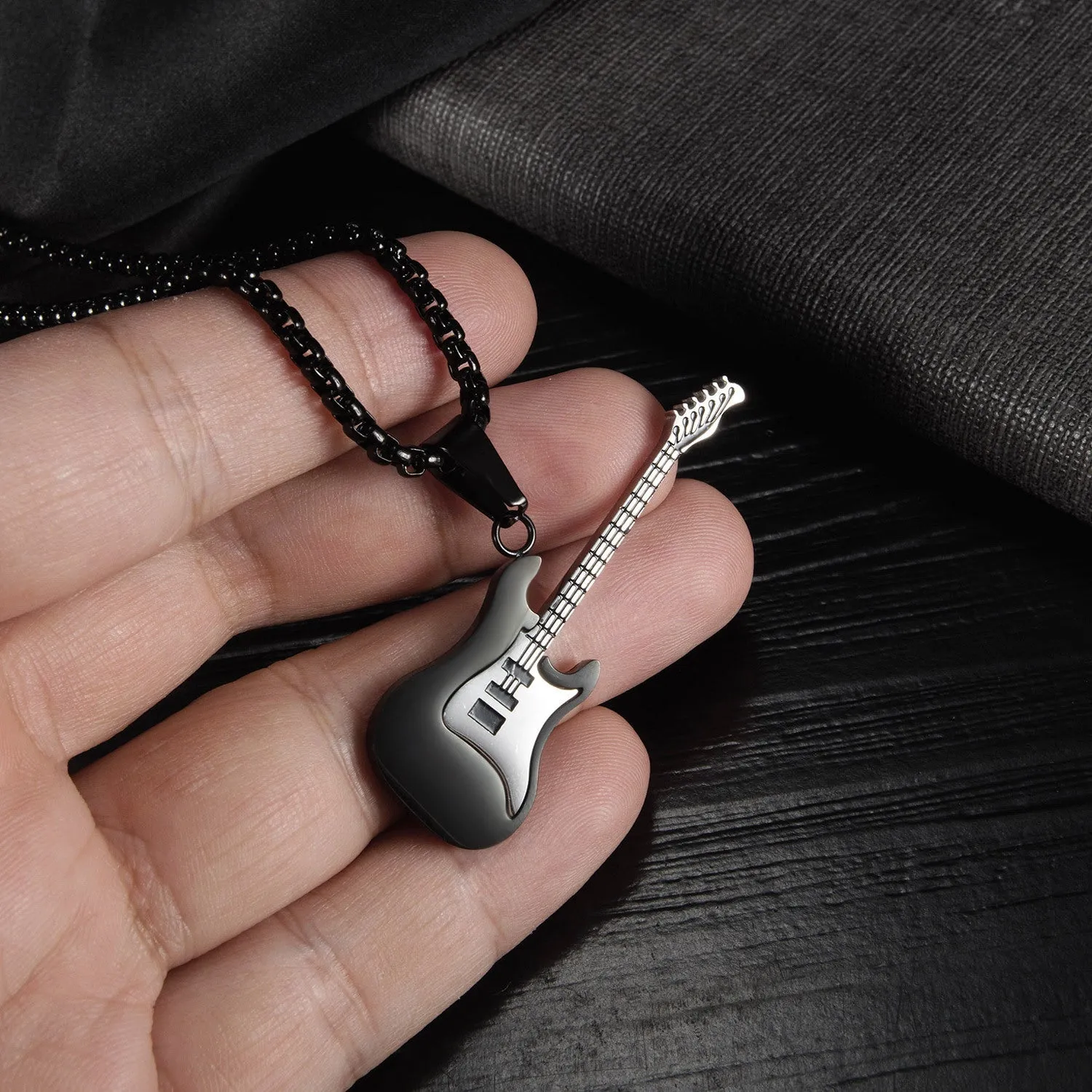 Creative personality mini rock guitar necklace