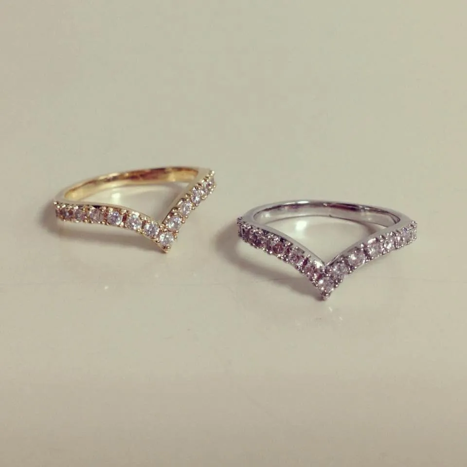 Crystal Chevron Knuckle Ring
