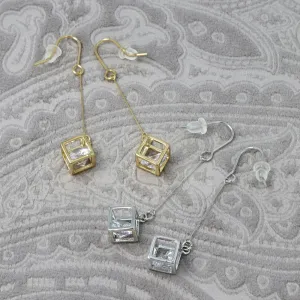 Cubic Zirconia Square Drop Earrings