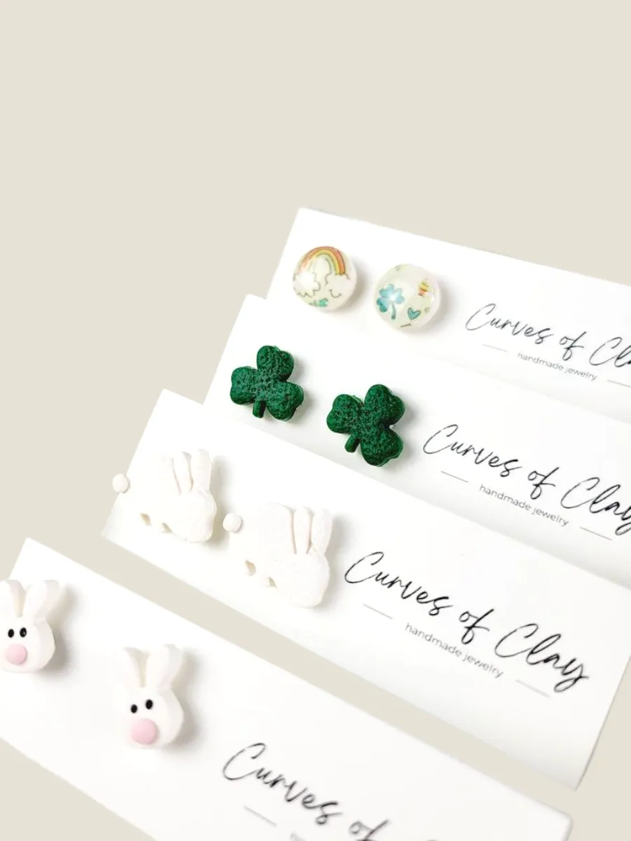 Curves of Clay, Easter and St. Patrick's Day Earrings