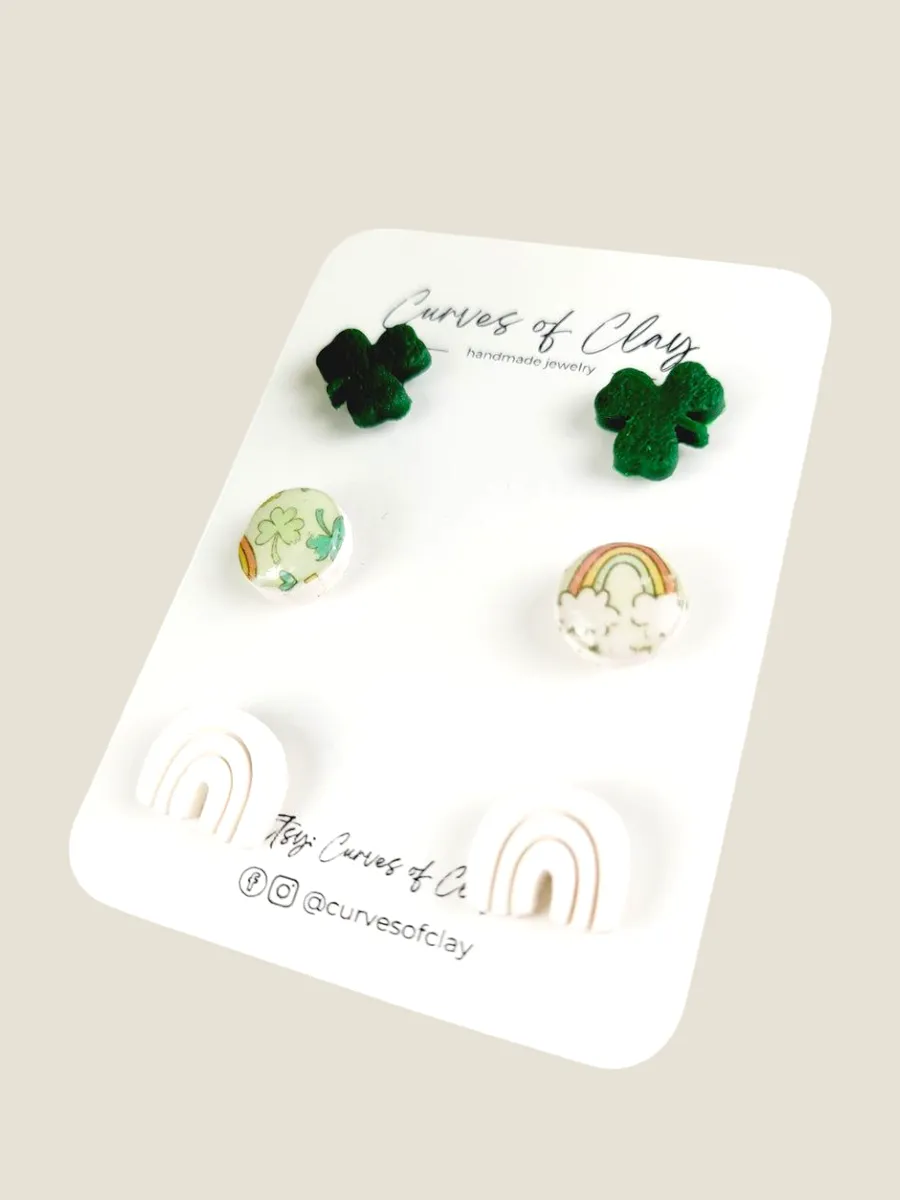 Curves of Clay, Easter and St. Patrick's Day Earrings