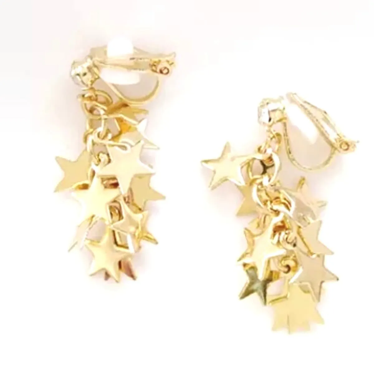 CZ Star Dangling Clip On Earrings