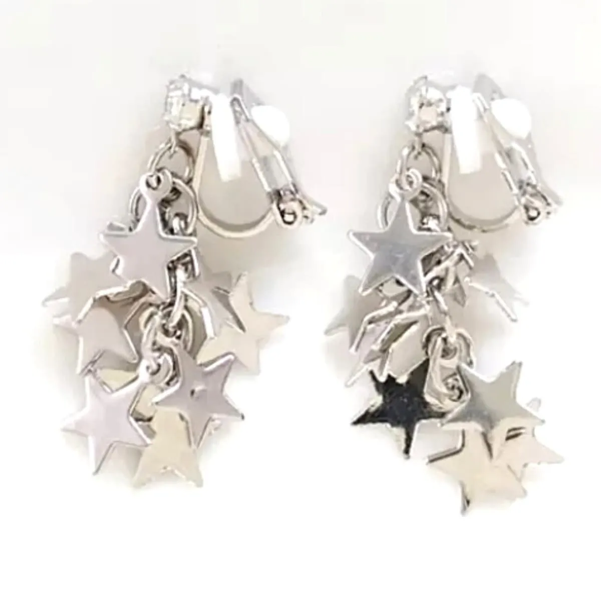 CZ Star Dangling Clip On Earrings