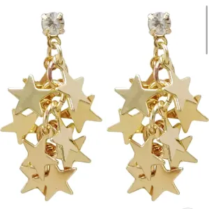 CZ Star Dangling Clip On Earrings