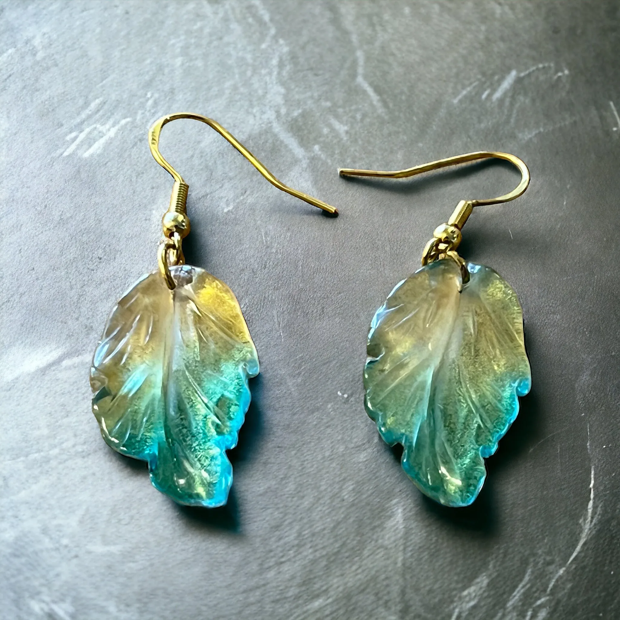 Czech Glass Leaf Dangle Earrings: Elegant Nature-inspired Accessories