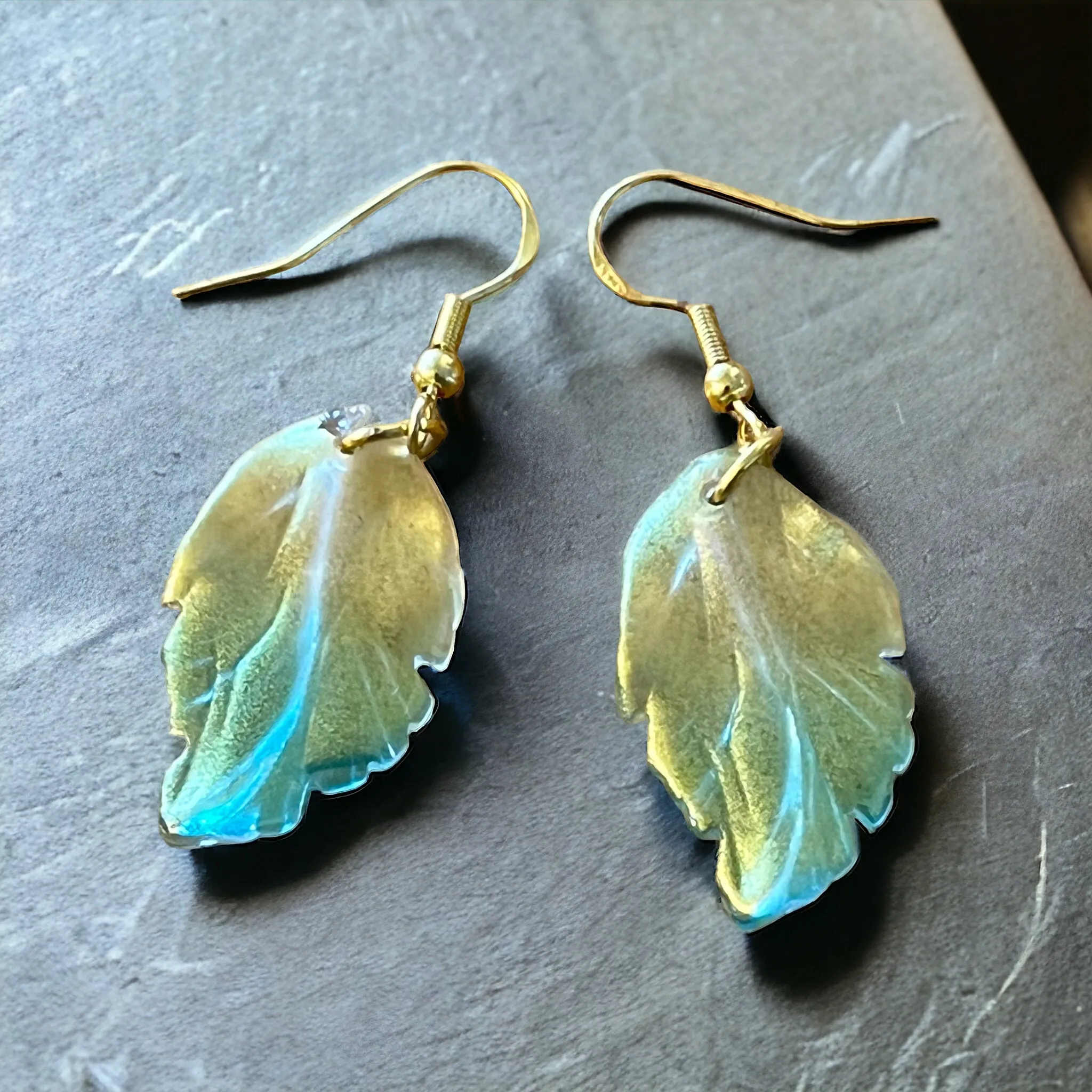 Czech Glass Leaf Dangle Earrings: Elegant Nature-inspired Accessories