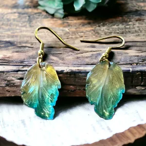 Czech Glass Leaf Dangle Earrings: Elegant Nature-inspired Accessories