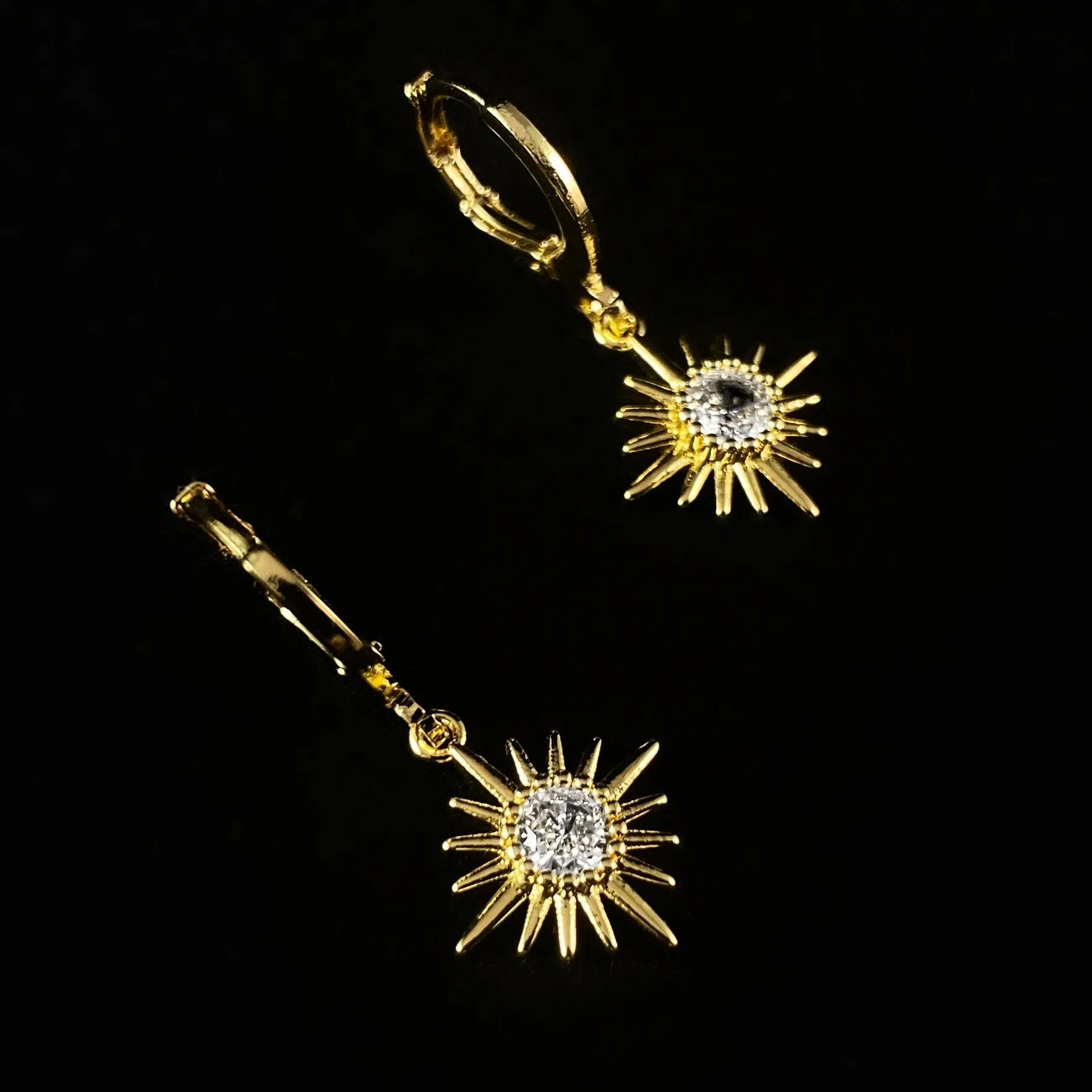 Dainty Sunburst Earrings with Clear Swarovski Crystal Accent - VBC
