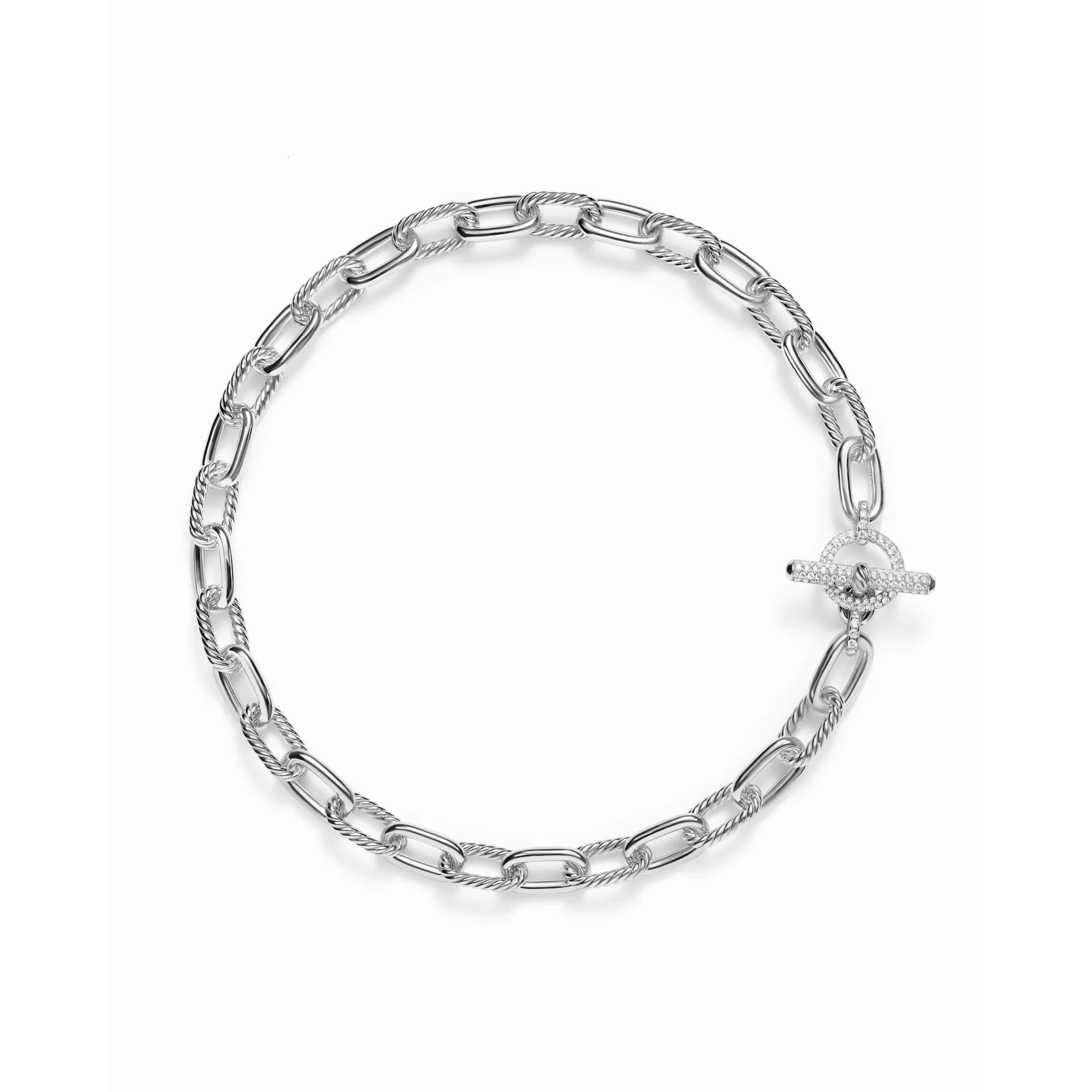 David Yurman Madison Toggle Chain Necklace in Sterling Silver with Diamonds 11mm - 18 Inches