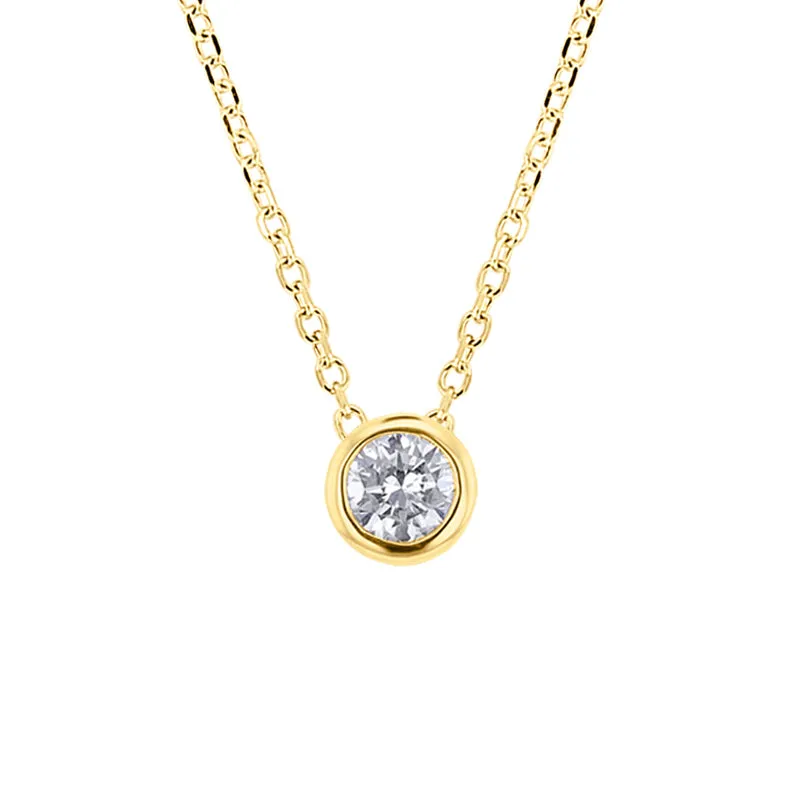 Diamond Bezel Solitaire Necklace 3/8ct