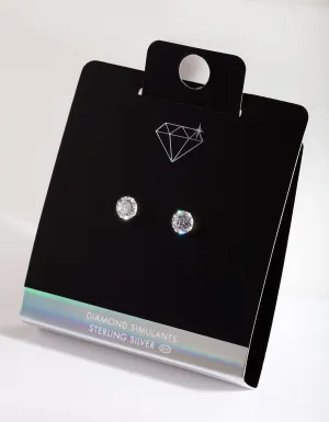 Diamond Simulant 6.5mm Round Stud Earring