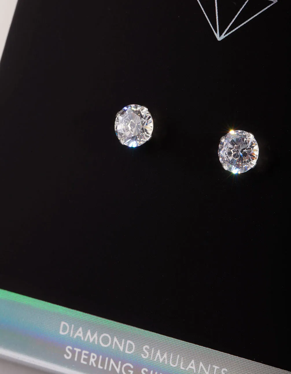 Diamond Simulant 6.5mm Round Stud Earring