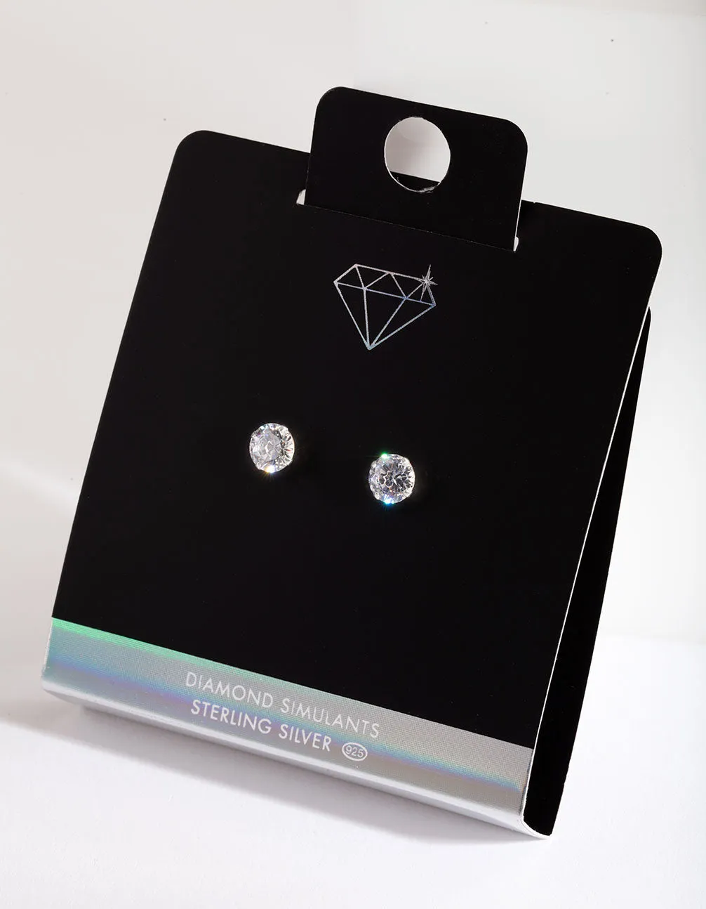 Diamond Simulant 6.5mm Round Stud Earring