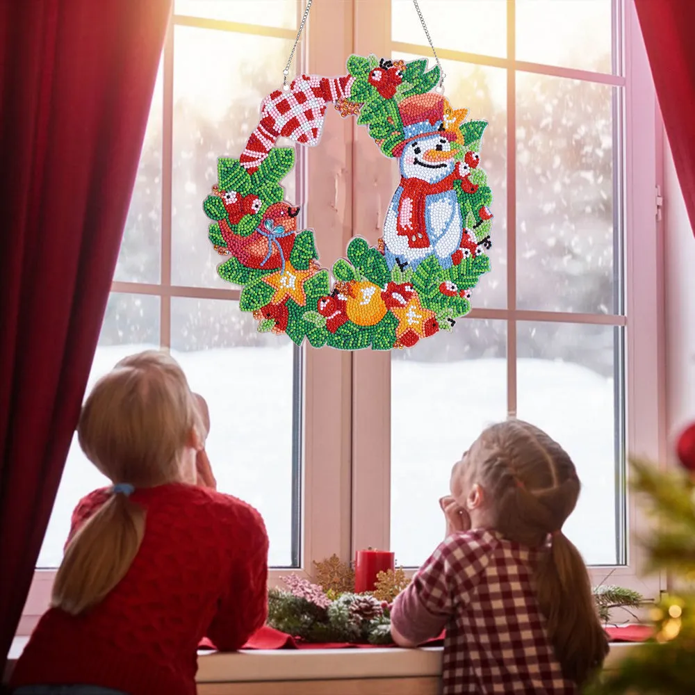 DIY Christmas Diamond Painting Wreath Pendant Wall Hanging Decor