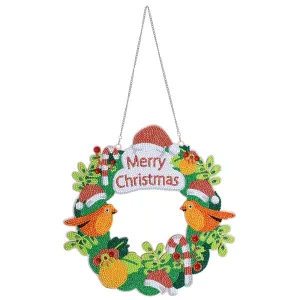 DIY Christmas Diamond Painting Wreath Pendant Wall Hanging Decor