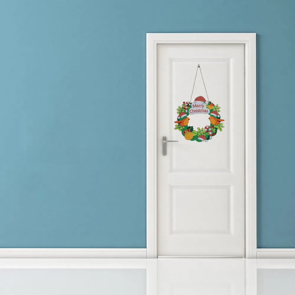 DIY Christmas Diamond Painting Wreath Pendant Wall Hanging Decor