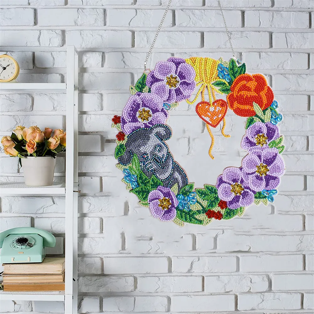 DIY Christmas Diamond Painting Wreath Pendant Wall Hanging Decor