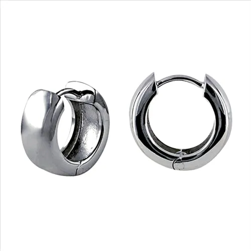 Earrings - Sterling silver large plain huggies