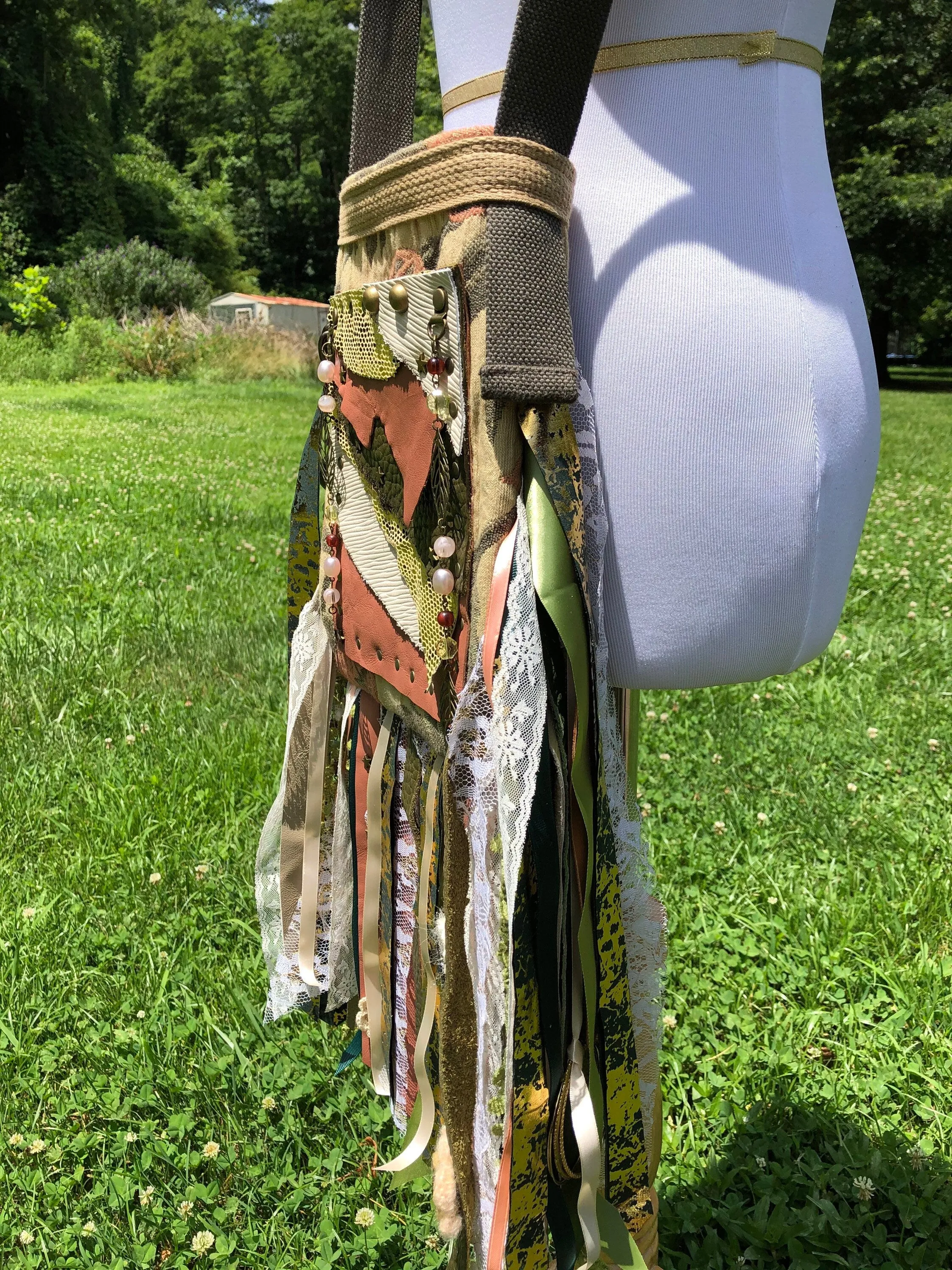 Earth Goddess Bag, Mini Festival Fringe Bag, A Hippie Handbag with Boho Chic Embellishments