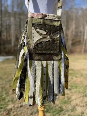 Earthy Green Fringe Purse, Ultimate Boho Chic Purse, Festival Fringe Bag, Hippie Handbag, Embellished purse