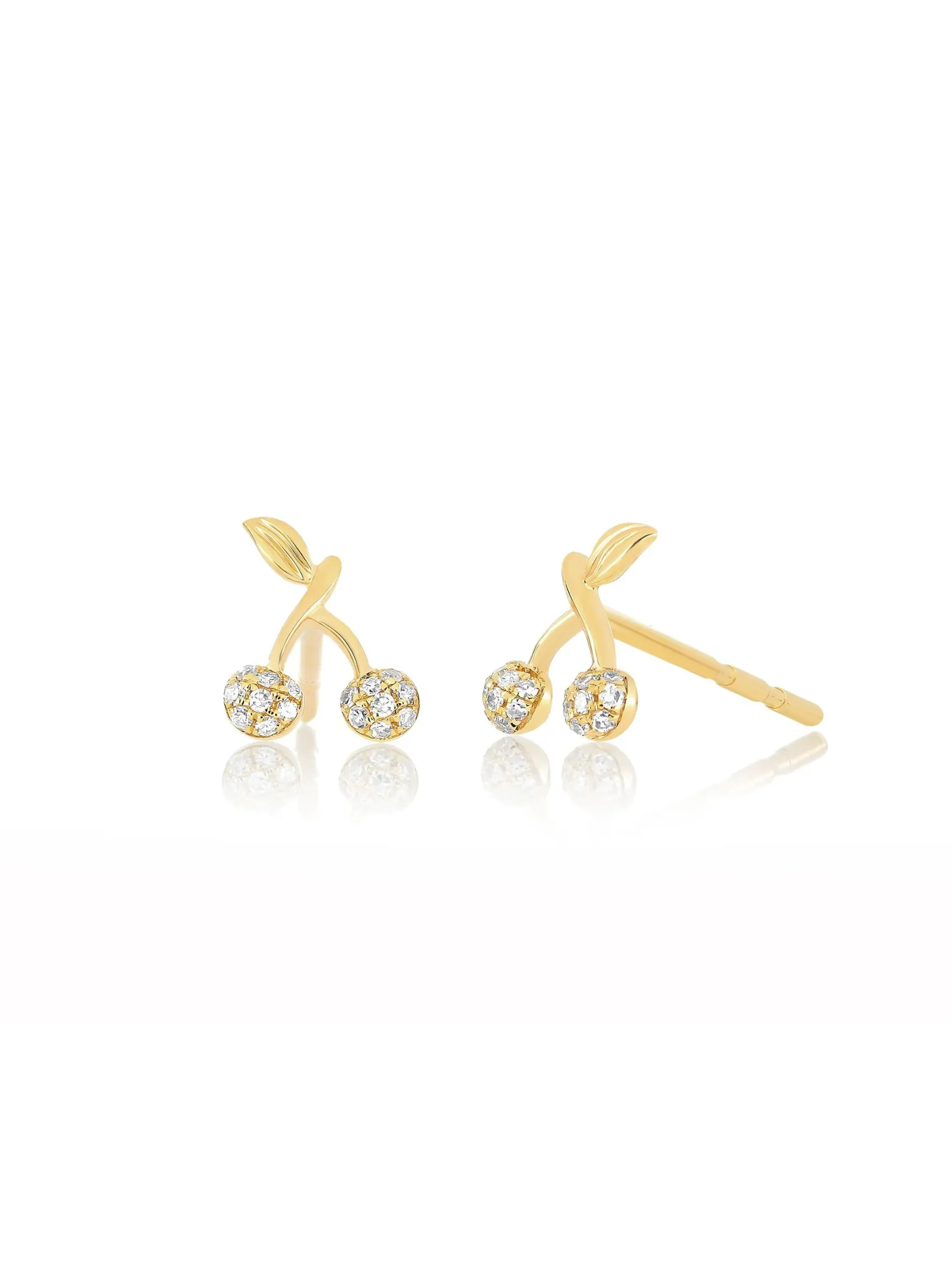 EF Collection 14k Diamond Mini Cherry Stud Earring