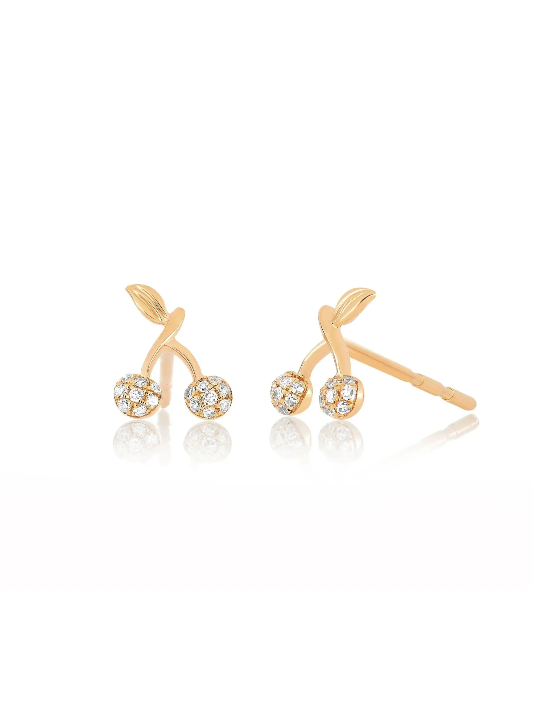 EF Collection 14k Diamond Mini Cherry Stud Earring