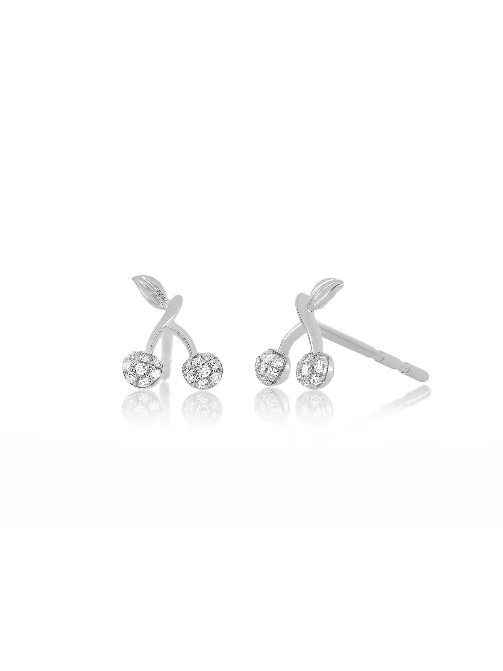 EF Collection 14k Diamond Mini Cherry Stud Earring